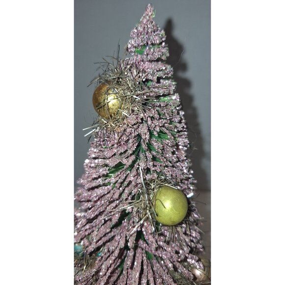 vintage 10 inch pink glitter bottle brush tree mercury ornaments - Picture 9 of 16